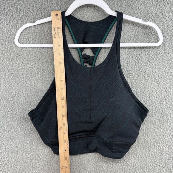 Prana Itzel Space Dye Gray Jersey Knotted Back High Neck Racerback Sports Bra L - Picture 8 of 13